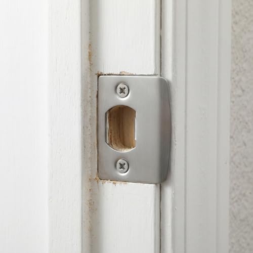 2 Pack Universal Door Strike Plate with Screws, 2-1/4 Inch x 1-7/16 Inch, Round Corner Strike Plates for Interior Doors Door Latch Plate