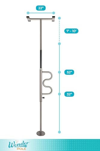 Stander Wonder Pole, Security-Pole and Curve Grab Bar, Tension Mounted Floor to Ceiling Transfer-Pole for Seniors, Elderly Adults, Bathroom Safety Assist and Stability Rail, Graphite - color: Graphite