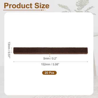 uxcell Felt Strips with Adhesive Backing, 20 Pcs 1/2" x 6" x 0.2" Anti Scratch Furniture Felt Tapes Self-Stick Pads for Protecting Hardwood Floor, Brown - color: Brown