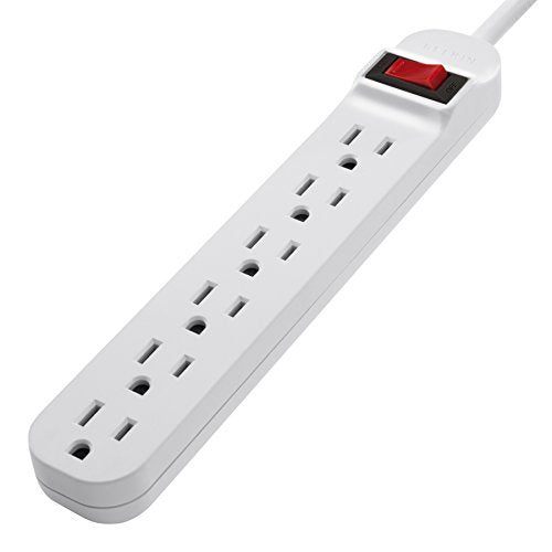 Belkin 6-Outlet Power Strip With 3ft Cord, White - size: 3-Foot Cable, style: Standard Plug - Single Pack