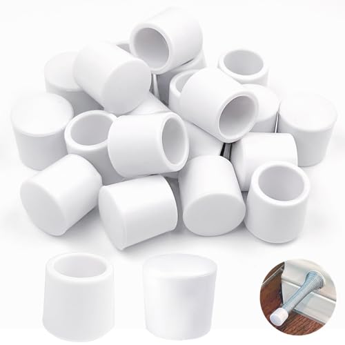 20 PCS Door Stop Caps,Door Stopper Tips Caps, 0.39 Inch Door Stopper Replacement Rubber Tips, Door Stoppers Rubber Tip, Door Stop Caps for Door Wall Protection,White - color: White
