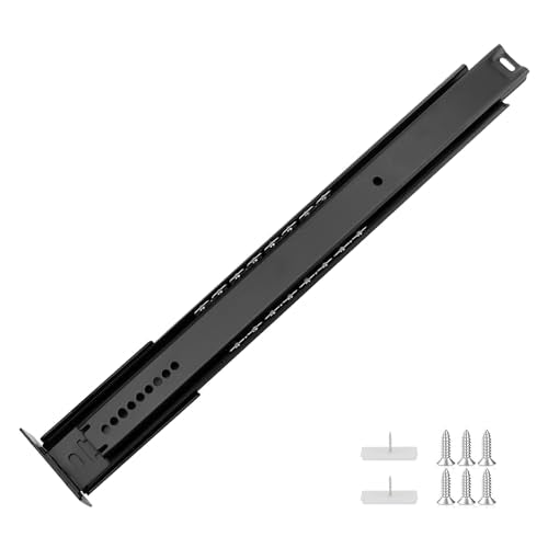 LONTAN 5 Pcs Black Center Mount Drawer Slides 22 Inch - Bottom Centered Drawer Mount 3/4 Extension Heavy Duty Drawer Glides for Cabinets, Dressers, and Furniture – Smooth and Quiet Operation - size: 22 Inch