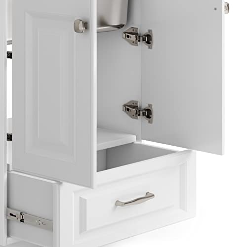 SIMPLIHOME Lawrence All-in-One 24 inch Wide Utility Sink and Laundry Cabinet in Pure White Finish, Transitional Stainless Steel Sink Cabinet for Laundry Rooms with High-Arch Brushed Nickel Faucet - size: 24 inch