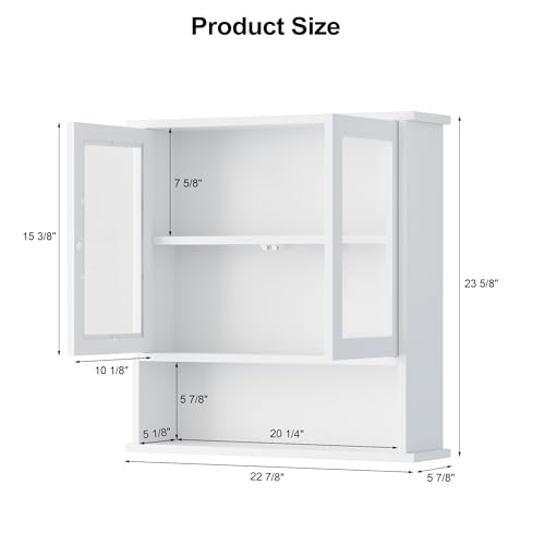Modern Hanging Bathroom Cabinet, Sturdy Wooden Medicine Cabinet with Buffering Hinge & Anti-Scratch Door, Space-Saving Wall Mounted Over Toilet (Acrylic-Insert Panel Door) - style: Acrylic-Insert Panel Door
