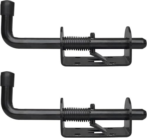 E-TING 2 Packs 5 Inch Spring Loaded Latch Pin with 8 Screws, Heavy Duty Sliding Door Lock Barrel Bolt Latch for Doors/Cabinets/Chests (Carbon Steel)