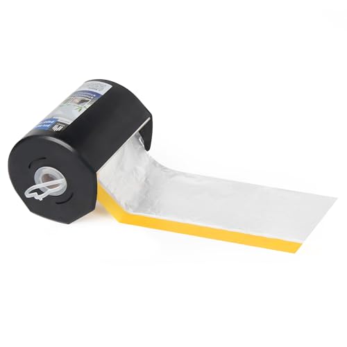 Voomey Pre-Taped Masking Film with Dispenser, Painters Tape with Plastic Attached, Automotive Painters Tape and Drape for Appliances, Furniture, Wood Surfaces & DIY Projects - 1ft x 82ft - size: 550mm*25m, style: Dispenser System