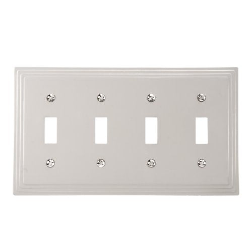 Amerelle Steps Quadruple Toggle Cast Metal Wallplate in Satin Nickel - color: Satin Nickel, size: 4 Toggle
