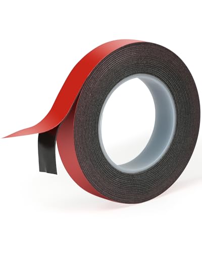 VHB Double Sided Tape, Thin Double Sided Mounting Tape, 12.5mm × 3m Black Adhesive Tapes, Heavy Duty Waterproof High Temperature Resistant for LED Strips, Car Decor, Home Office - size: 1.25cm*3m
