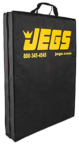 JEGS Foldable Pit Mat - 48" x 18" Unfolded Work Pad, 24" x 18" Folded Mechanics Pad - 1.5" Thick Foam Padding, Heavy-Duty Stain & Tear Resistant Fabric, Built-in Carry Handle, Black Mechanic Mat