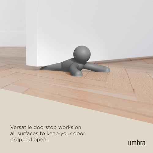 Umbra Buddy Door Stop, Heavy-Duty and Flexible, Soft-Touch Finish, Protects Your Floors, Grey, 2-Pack - style: 2-Pack