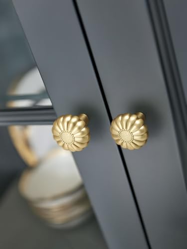 Brushed Gold Cabinet Knobs 10 Pack Brass Drawer Pulls Kitchen Cupboard Bathroom Dresser Cabinet Hardware Handles Zinc Alloy - color: Brushed Gold, size: Knob