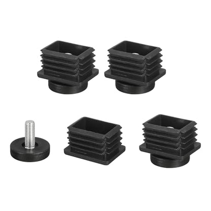uxcell 4 Pcs Leveling Feet, 30x40mm Plastic Adjustable Furniture Leg Leveling Rectangle Tube Insert Screw-in Glide Levelers Fit Hole 30mm for Table Chair Furniture, Black - size: 30x40mm