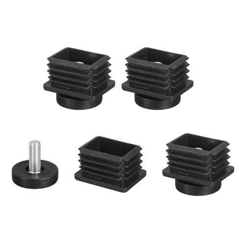 uxcell 4 Pcs Leveling Feet, 30x40mm Plastic Adjustable Furniture Leg Leveling Rectangle Tube Insert Screw-in Glide Levelers Fit Hole 30mm for Table Chair Furniture, Black - size: 30x40mm