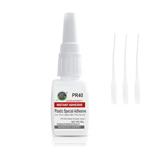 Super Glue for Plastic, Instantly Strong Adhesive for Plastic, Model, Acrylic, Miniatures, PVC, Vinyl, ABS, PBT, PS, PA, PC, PM, MA, Nylon - Clear, Waterproof, Heat-Resistant