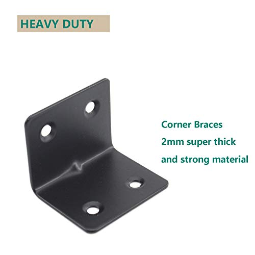Heavy Duty Stainless Steel Corner Bracket,ULIFESTAR L Shaped Shelf Bracket 90 Degree Corner Brace Large Joint Right Angle L Bracket for Furniture Wood Cabinets Shelves 8 Pack Black(38x30x30mm) - size: 38*30*30mm 4 Screw Holes
