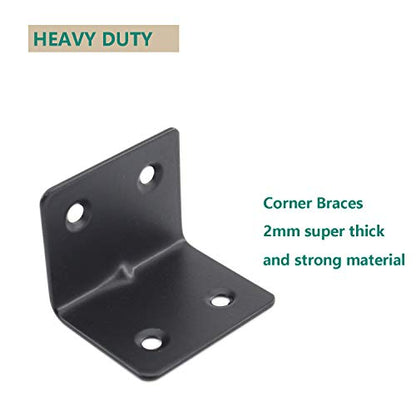 Heavy Duty Stainless Steel Corner Bracket,ULIFESTAR L Shaped Shelf Bracket 90 Degree Corner Brace Large Joint Right Angle L Bracket for Furniture Wood Cabinets Shelves 8 Pack Black(38x30x30mm) - size: 38*30*30mm 4 Screw Holes