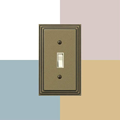 Amerelle Steps Single Duplex Cast Metal Wallplate in Rustic Brass Cast - color: Rustic Brass, size: 1 Duplex