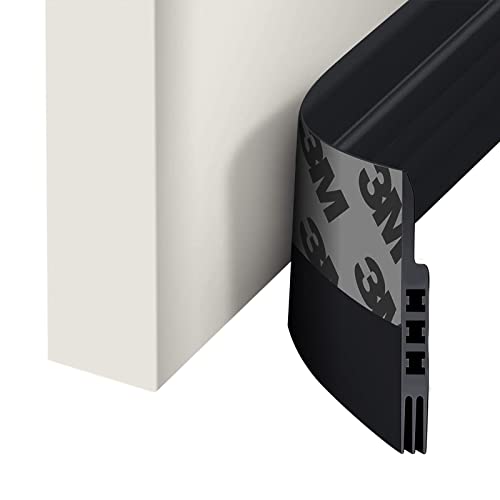 Door Draft Stopper Under Door Draft Blocker Insulator Door Sweep Weather Stripping Noise Stopper Strong Adhesive 39'' Length (1.77x39.37, Black) - color: Black