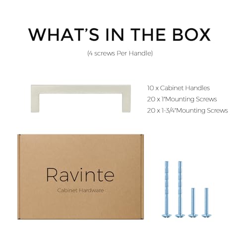 Ravinte 10 Pack Solid 3-1/2 Inch Center to Center Slim Square Bar Drawer Handles Cabinet Hardware - Brushed Nickel Kitchen Pulls - size: 3-1/2" Hole Center