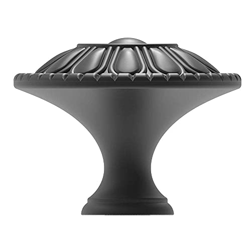 trust4care 9-Pack EU Style Matte Black Cabinet Knobs, 1.25 Inch Round Zinc Kitchen Drawer Pull Knobs with Victorian Floral Pattern, Farmhouse Dresser Furniture Handle Hardware - size: 9