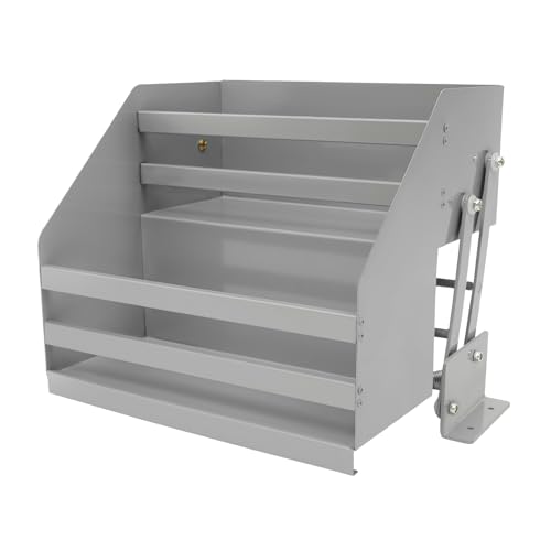 Pull-Down Spice Rack for Upper Cabinets - Heavy Duty 2-Tier Kitchen Cabinet Organizer with 22.05lbs Capacity, Space-Saving Retractable Shelf, Fits 4.72x11.81in Bottle, 15.55x11.42x11.42in