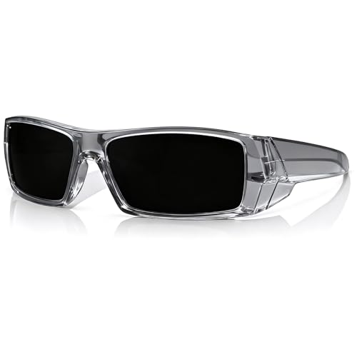 WISTON Z87 Sunglasses Wrap Around Sunglasses for Men Rectangular Safety Glasses UV400 for Sport Working 8231 - color: Transparent Gray/Dark Grey