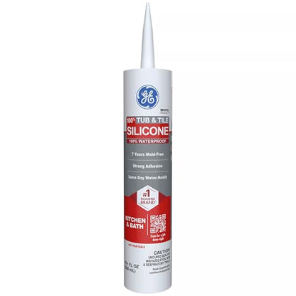 GE Silicone 1 Tub & Tile, White, 10.1 fl oz Cartridge, Pack of 1 - color: White, size: 1 Pack