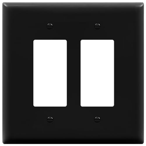 ENERLITES Double Decorator Switch Cover, Two Gang Outlet Wall Plate, Oversized 2-Gang 5.5" x 5.5", Unbreakable Polycarbonate Thermoplastic, UL Listed, 8832-BK, Black - color: Black, size: Oversize