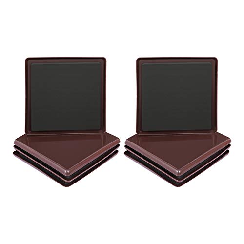 Ezprotekt Furniture Sliders for Carpet, 8 Pack 5" Furniture Movers Sliders, Heavy Duty Reusable Carpet Sliders, Square Furniture Glides for Sofa Bed Couch Fridge, Move Your Item Easy & Safely (Brown) - color: Brown, size: 5" x 5"