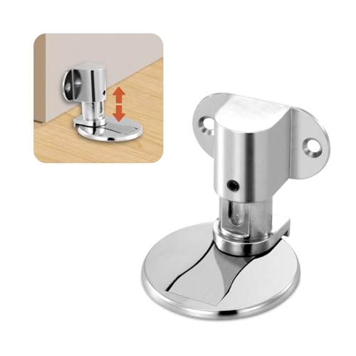 Invisible Magnetic Door Stopper, Adjustable & Floor Standing Door Stopper, No-Drill Easy Installation, Protects Wall from Damage (Silver-1 Pack) - color: Silver-1 Pack