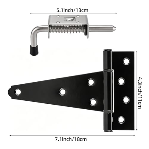 Shed Door Kit, Shed Door Hardware Kit with 4-1/2" L-Handle Lock, Stainless Steel Latches and 6" Hinges, Black
