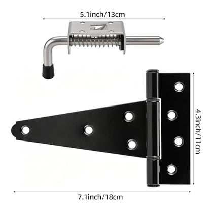 Shed Door Kit, Barn Door Lock Set with 5-1/2" L-Handle Lock, Stainless Steel Latches and 6" Hinges