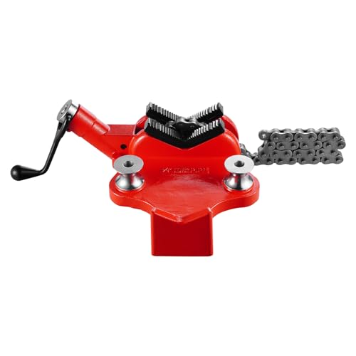 VEVOR Heavy-Duty Pipe Chain Vise, 1/2" - 8" Pipe Capacity, 34.6" Rugged Chain & Cast Iron Base, Industrial-Grade Pipe Clamping for Plumbing, Automotive Repairs, Metalworking - size: 1/2" - 8" Bench Mount