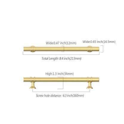 Asidrama 10 Pack 6.3 Inch(160mm) Brushed Gold Kitchen Cabinet Handles, Cabinet Pulls Kitchen Cabinet Hardware Cupboard Handles Drawer Pulls - color: Brushed Gold, size: 6.3" Hole Center, style: 10 Pack