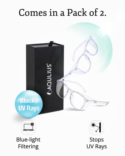 Aqulius 2 Pack Stylish Safety Glasses Goggles, Scratch Resistant, Safety Glasses for Women, Blue Light, Glasses for Nurses - color: Blue/Clear