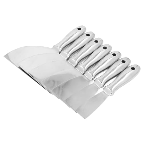 Professional Stainless Steel Putty Knife Set, 5 PCS Scrapers for Drywall Spackle, Filing, Paint Scraping with Hang Hole, Lightweight Grip Handle, Effortless to Apply Putty,