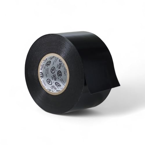 GGR Supplies T.R.U. EL7566-AW Professional Grade Rubber Black PVC Electrical Tape, Rated up to 600 Volts and 176 F - UL/CSA/CE Listed Synthetic: 2 in. x 66 Ft. (8 Mil) - size: 2 In. X 66 Ft. (48mm)