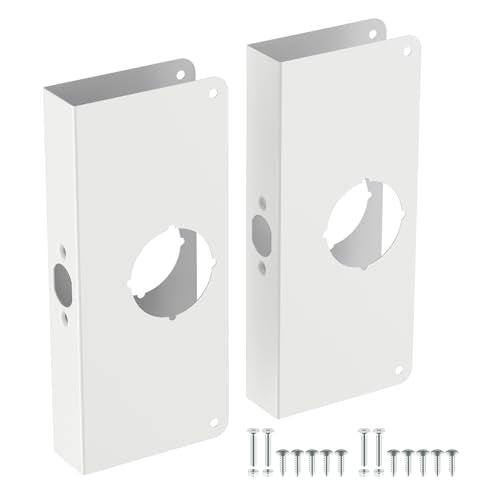 White U 9585 Stainless Steel Lock and Door Reinforcement Plate for 1-3/8 in Thick Doors, Stainless Steel Finish for Reinforcing and Repairing Doors - 2 Pack - color: White, size: 2 Pack