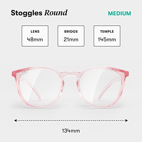 Stoggles Round Z87.1 Certified Polycarbonate Safety Glasses, Scratch & Shatter-Proof, Blue-Light & UV Blocking Lens, Top & Side Shields, Anti-Fog Dip Coated, Durable, Protective & Stylish Eyewear - color: Blush