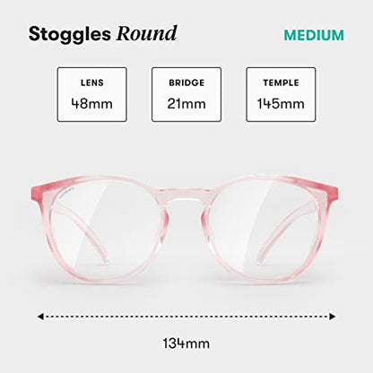 Stoggles Round Z87.1 Certified Polycarbonate Safety Glasses, Scratch & Shatter-Proof, Blue-Light & UV Blocking Lens, Top & Side Shields, Anti-Fog Dip Coated, Durable, Protective & Stylish Eyewear - color: Blush
