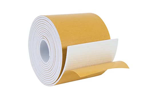 High Density Foam Weather Stripping Door Seal Strip Insulation Tape Roll for Insulating Door Frame, Window, Air Conditioner | Self Adhesive Sealing Weatherstrip (4 in x 1/16 in x 10 Ft, White) - color: White, size: 4 in X 1/16 in X 10 Ft
