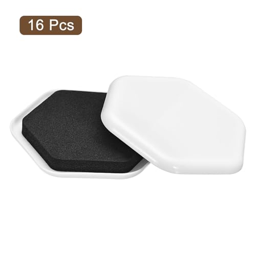 uxcell Furniture Sliders, 16Pcs 3 2/7" - Plastic Reusable Hexagon Sliding Pads, Chair Glides for Carpeted Tile Vinyl Hardwood Floors (White)