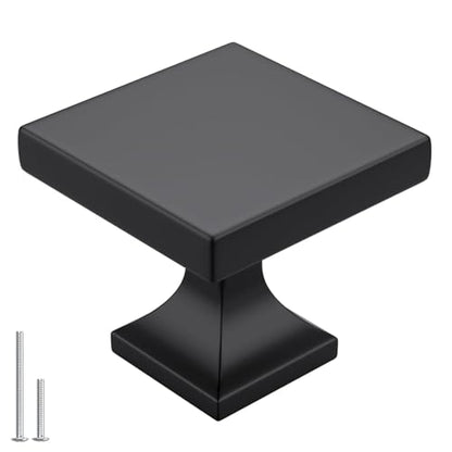 Goldenwarm 5 Pack Black Cabinet Knobs Matte Square Drawer Knobs Black Cabinet Hardware for Kitchen Bathroom Zinc Alloy Handle and Pulls - color: Square Black, size: Single Hole