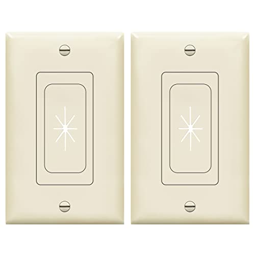 TOPGREENER Flexible Rubber Wall Grommet Insert with Decorator Wall Plate, Pass Through Plate for Low-Voltage Cables, Standard Size, 1-Gang, 4.50" x 2.75," TG8901-LA-2PCS, Light Almond, 2 pack - color: Light Almond, size: Standard