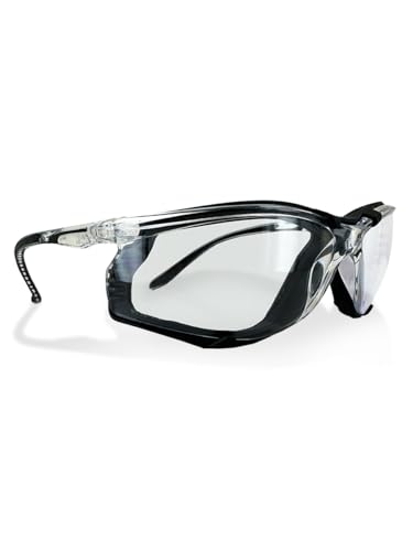 MAGID Gemstone Onyx Foam Lined Safety Glasses, ANSI Z87.1, Removable Foam Seal Blocks Dust & Debris, Anti-Fog UV Protection, Wraparound Clear Lens, Black Frame, 12 Pairs, Y84 - color: Clear Lens, size: 12 Pairs