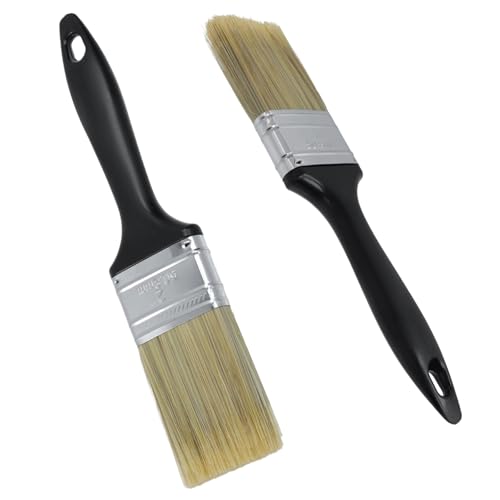 KUMGROT 2 Pcs 2 Inch Paint Brush Set, Soft Horsehair Long-Handled Brushes for Paint & Pigment Furniture Renovation Exterior Walls Wood Paneling, for Detailed Touch-Ups and Spot Repairs - size: 2"