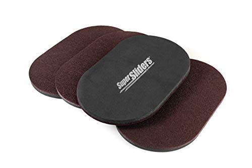 Super Sliders 9 1/2” x 5 3/4” Reusable XL Heavy Furniture Sliders, Felt Floor Protectors for Hardwood Floors, Brown (4 Pack)
