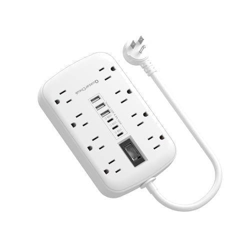 Short Extension Cord 1 ft, Small Power Strip Flat Outlet Extender Surge Protector with 8 AC Outlets 6 USB (5V/4.8A 24W), Mini Extension Cord Flat Wall Plug for Home Office Dorm Kitchen Bathroom - size: 1 FT