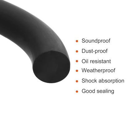 uxcell Nitrile Rubber Round Seal Strip, 4mm(5/32") Diameter 3 Meters (9.84Ft) Long Hard Solid Rubber Weather Stripping for DIY Gasket, Industrial Equipment, and Furniture - size: 4mmx3m