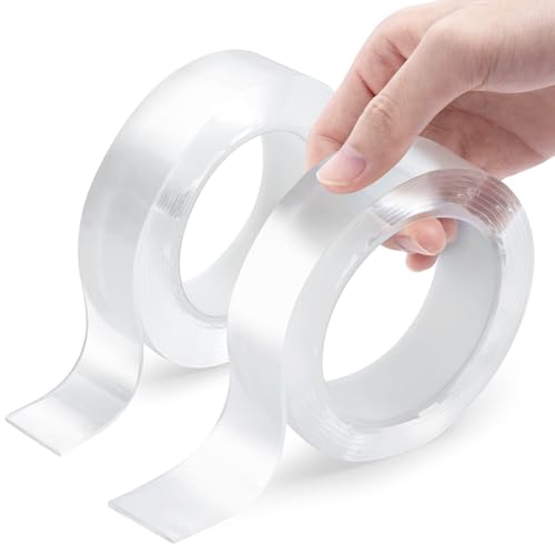 M&G 2 Rolls Double Sided Tape Heavy Duty, Clear Nano Tape, Waterproof Removable Extra Strong Adhesive Mounting Tape for Poster Photo Wall Decor Carpet Rug Tape, 1.18 Inch x 240 Inch (10 Feet per Roll)